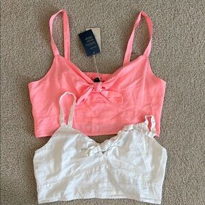 2 Stylish Universal Thread Orange and White Women's Crop Tops Size Large